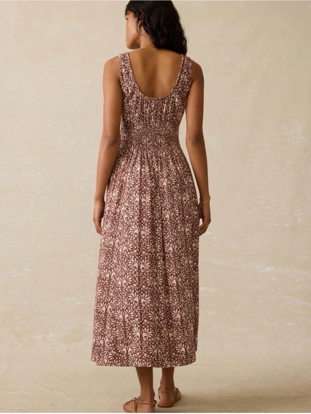 Faherty Sunseeker Sausalito Sunset Maxi Dress Boho Sleeveless Tank Brown Dress L - Picture 5 of 7